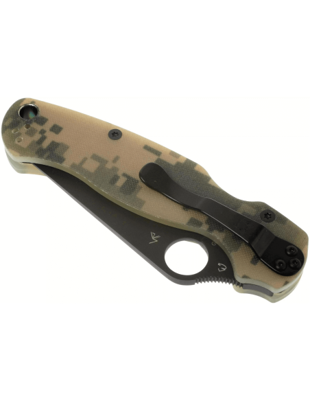 C81GPCMOBK2 Faca dobrável Spyderco Paramilitary 2 Camo lâmina preta cabo G10 de 12,2 cm