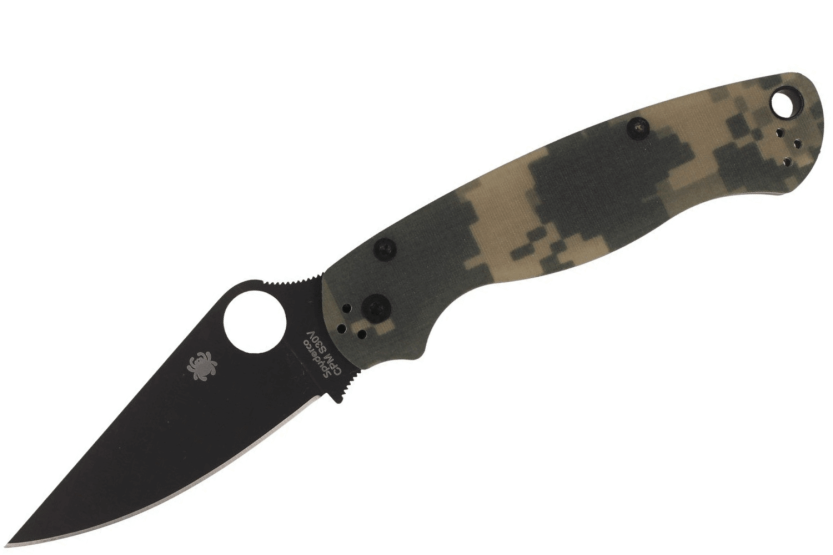 C81GPCMOBK2 Faca dobrável Spyderco Paramilitary 2 Camo lâmina preta cabo G10 de 12,2 cm