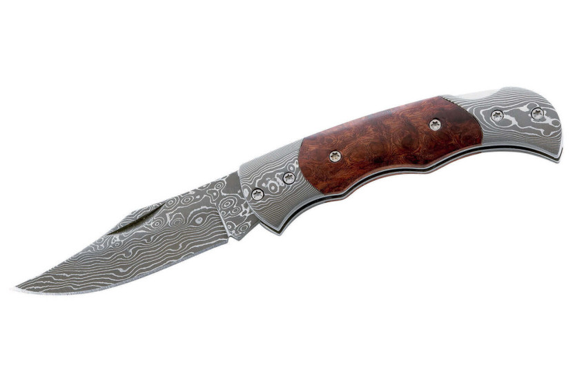 Klappmesser Herbertz 201408 Damastklinge Griff Brombeerholz 8cm