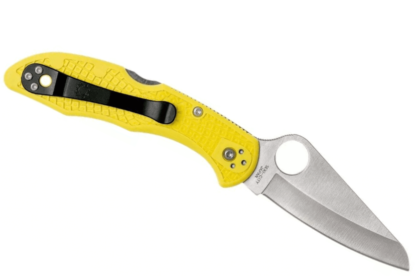 Faca dobrável Spyderco Salt 2 C88PYL2 Cabo amarelo de nylon/fibra de vidro com 10,8 cm