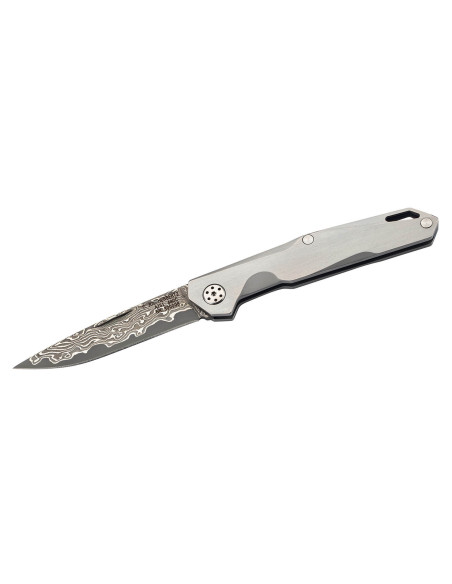 Herbertz 300008 fällkniv med damaskusblad och 8 cm handtag i rostfritt stål