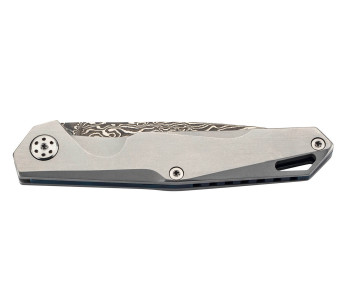 Navaja Herbertz 300008 con hoja de damasco y mango de acero inoxidable de 8 cm 2