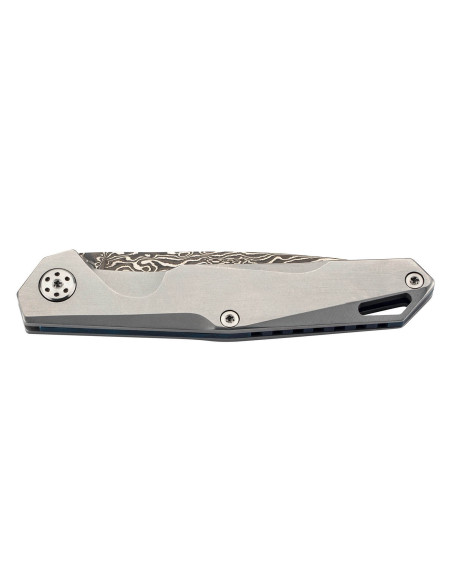 Herbertz fällkniv 300008 Damaskusblad 8cm handtag i rostfritt stål