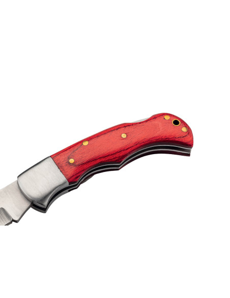 Herbertz 593808 vouwmes met rood pakkahouten handvat en 8cm messing klinknagels
