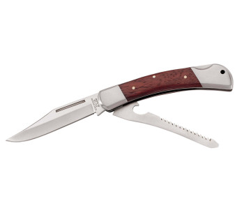 Herbertz 214313 bruin pakkahouten handvat multifunctioneel vouwmes 8cm