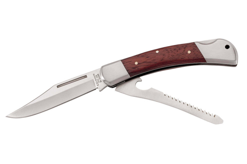 Herbertz multifunction folding knife 214313 brown pakkawood handle 8cm