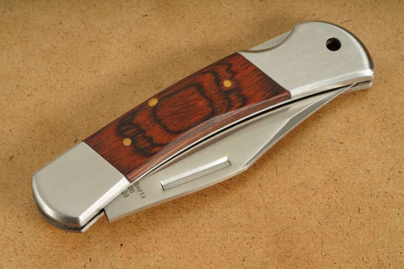 Herbertz 223310 navaja plegable mango de madera de pakka marrón oscuro doble virola 9.5cm