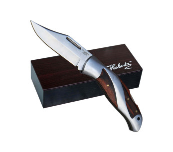 Herbertz 203111 foldekniv stål / pakkawood håndtak 11,2 cm + treveske 2