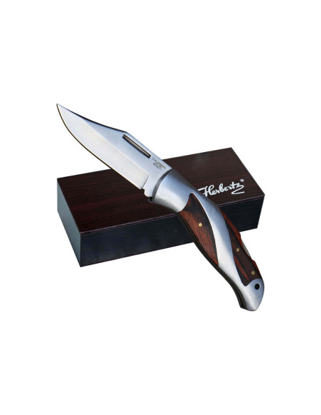 Herbertz 203111 vouwmes staal / pakkahout handvat 11.2cm + houten kistje