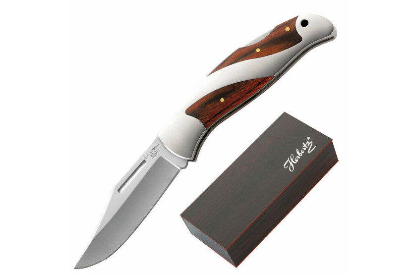 Herbertz 203111 folding knife steel / pakkawood handle 11.2cm + wooden case