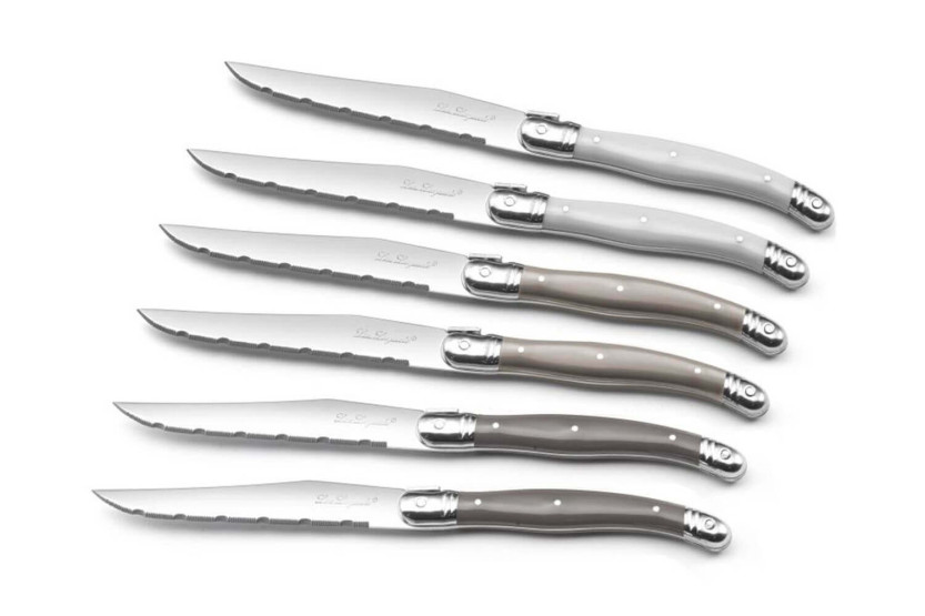 Estuche 6 cuchillos serrados Lou Laguiole Tradition mangos 3 colores