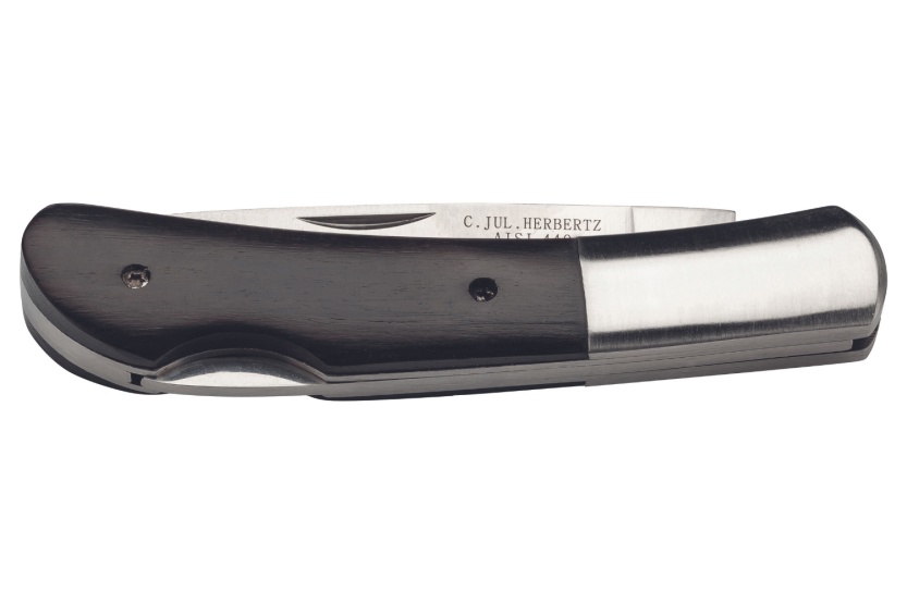 Herbertz 587 coltello pieghevole 10cm manico in legno con bolster in acciaio