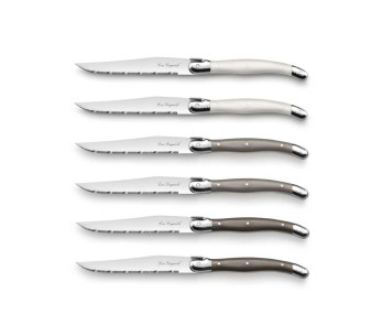 Estuche 6 cuchillos serrados Lou Laguiole Tradition mangos 3 colores