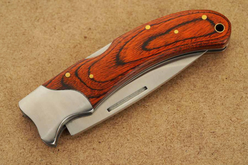 Herbertz 591312 coltello pieghevole con manico in pakkawood arancione 11,5 cm
