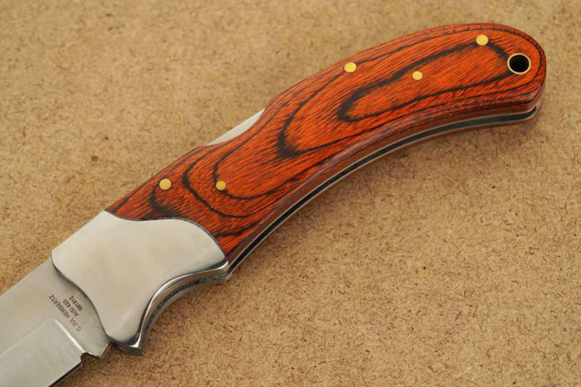 Herbertz 591312 coltello pieghevole con manico in pakkawood arancione 11,5 cm