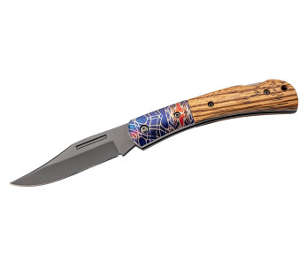 Herbertz 595511 coltello pieghevole rivestito in titanio manico in zebrano fantasia 11cm