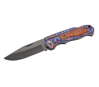 Faca dobrável Herbertz 595413 cabo de aço com padrão revestido a titânio / cocobolo 12,4cm