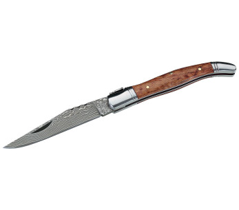 Herbertz 239211 Laguiole foldekniv med damascenert blad 10,6 cm håndtak i kvedertre