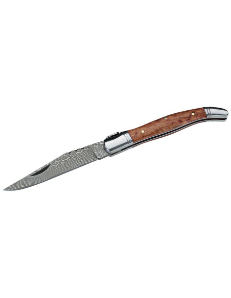 Herbertz 239211 Laguiole fällkniv med damascerat blad 10,6 cm handtag av kvistträ
