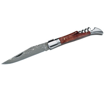 Canivete Herbertz 231712 Laguiole com lâmina damascada e cabo em madeira de marmelo de 12 cm + saca-rolhas