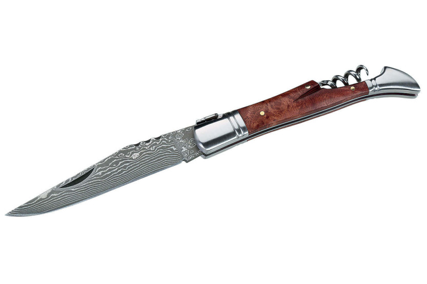 Herbertz 231712 Navaja Laguiole con hoja damasquinada y mango de madera de membrillo de 12 cm + sacacorchos