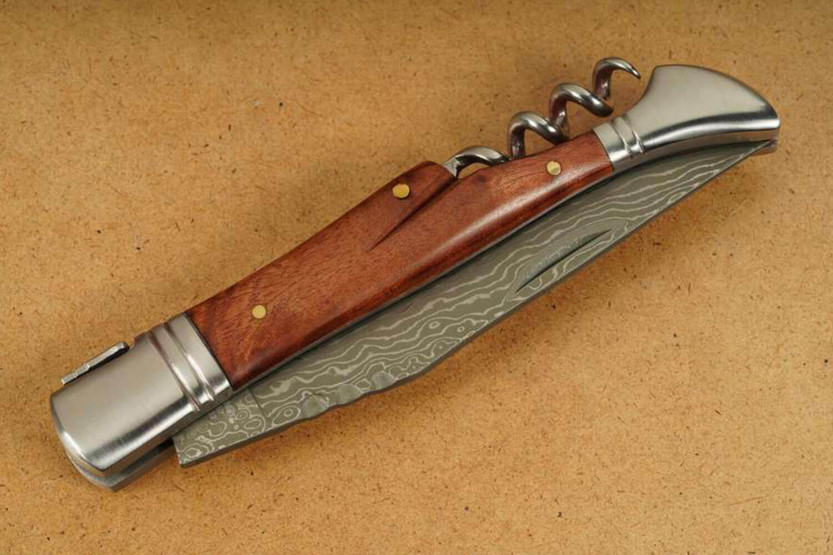 Laguiole folding knife Herbertz 231712 damascened blade 12cm quince wood handle + corkscrew
