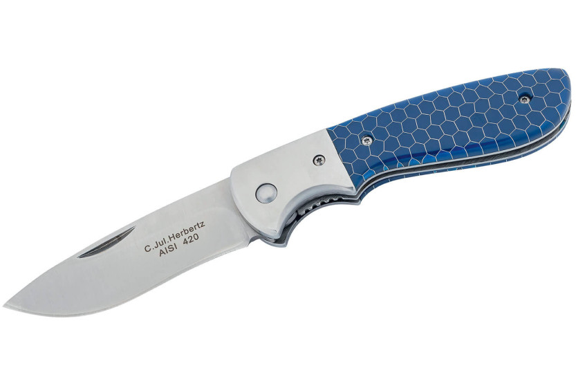 Klappmesser Herbertz 597812 Griff Stahl / Kunstharz blau 11,5cm