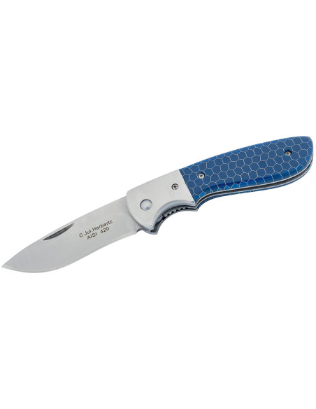 Herbertz 597812 fällkniv stålhandtag / blå syntetisk harts 11,5cm