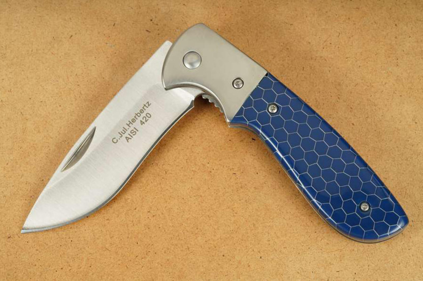 Herbertz 597812 folding knife steel handle / blue synthetic resin 11.5cm