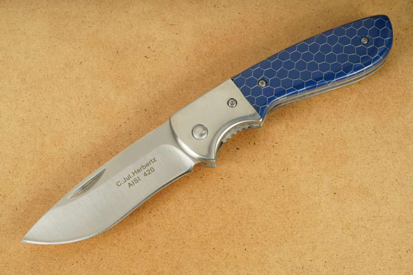 Herbertz 597812 folding knife steel handle / blue synthetic resin 11.5cm