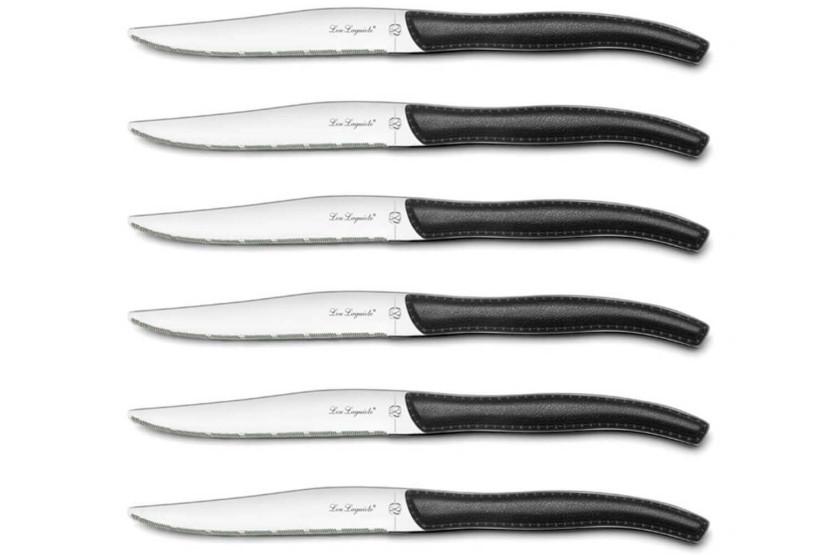 Set in scatola di 6 coltelli da bistecca seghettati LOU LAGUIOLE Manici neri Sky