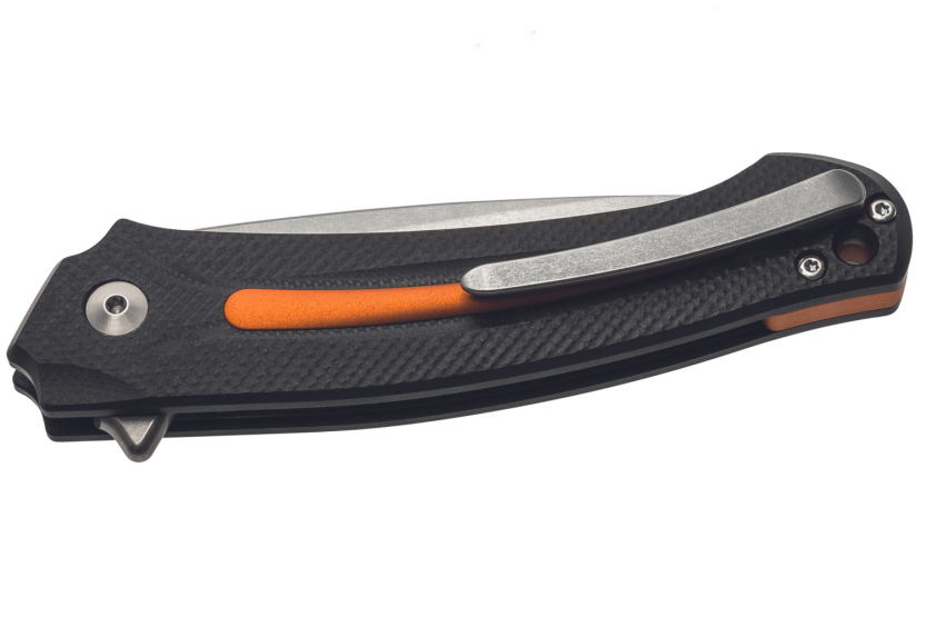 Cuchillo plegable MKM Arvenis MK.FX01MGOR By FOX knives Mango G10 negro/Vainas 12cm+ aluminio naranja