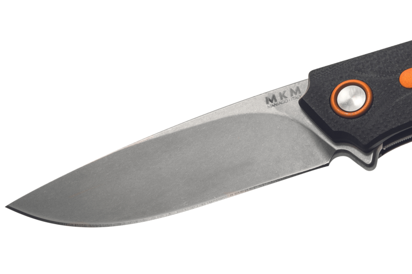 Faca dobrável MKM Arvenis MK.FX01MGOR By FOX knives Cabo G10 preto/Alumínio laranja 12cm+ bainha