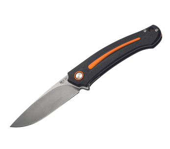 Cuchillo plegable MKM Arvenis MK.FX01MGOR By FOX knives Mango G10 negro/Vainas 12cm+ aluminio naranja