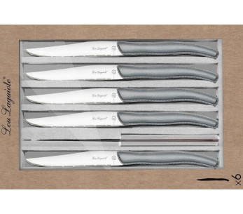 Conjunto de 6 facas serrilhadas para bifes LOU LAGUIOLE Cabos cinzentos céu