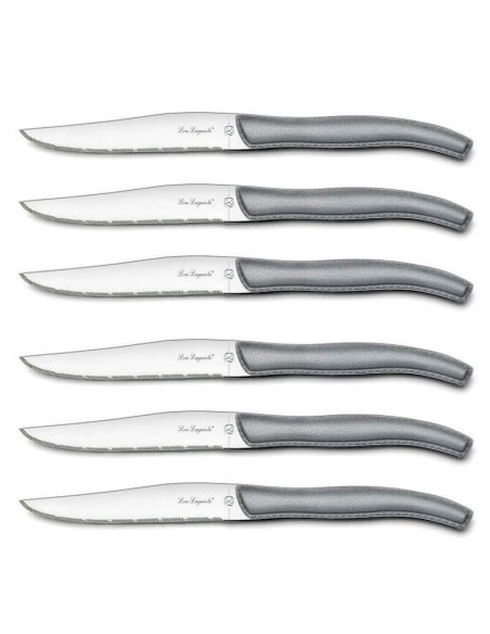 Set med 6 tandade stekknivar LOU LAGUIOLE Himmelgrå handtag