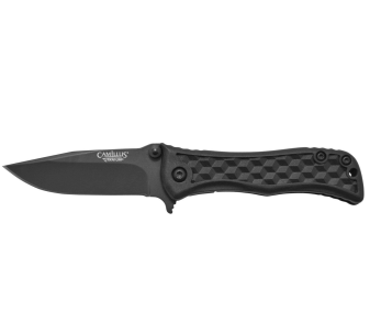 Navaja Camillus Erupt Mango de nylon negro y fibra de vidrio con motivo cúbico 7.8cm