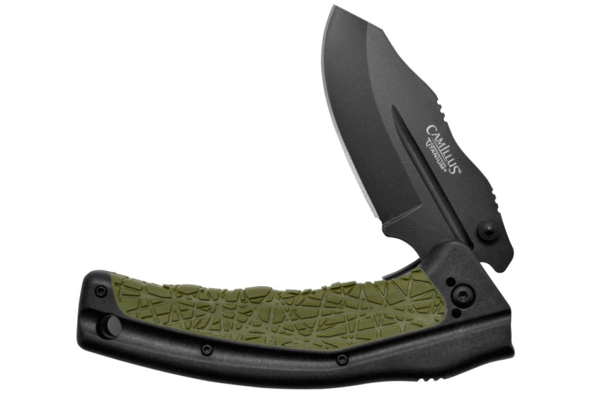Klappmesser Camillus FK-7.5 Griff aus glasverstärktem Nylon/thermoplastischem Gummi schwarz und grün 11,4cm