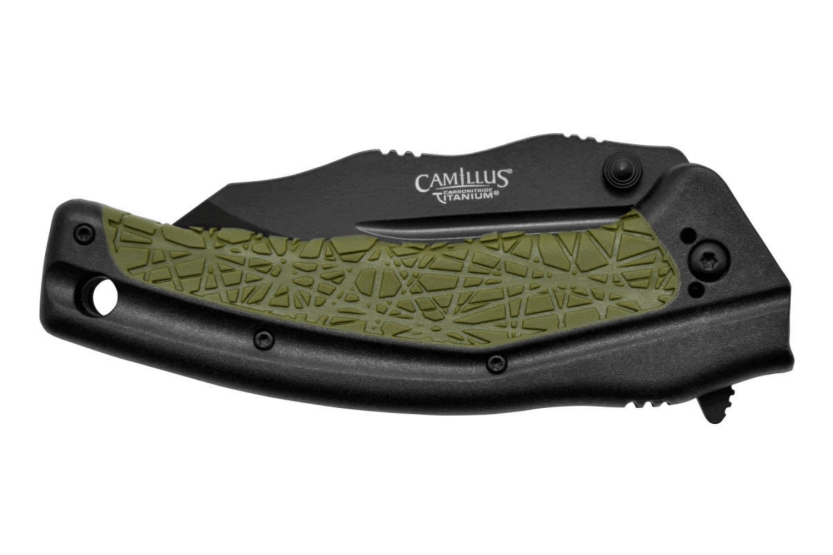 Klappmesser Camillus FK-7.5 Griff aus glasverstärktem Nylon/thermoplastischem Gummi schwarz und grün 11,4cm
