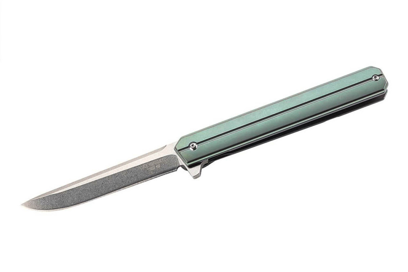 Klappmesser Herbertz 593312 dünner Griff aus grünem Titanium 11,8cm