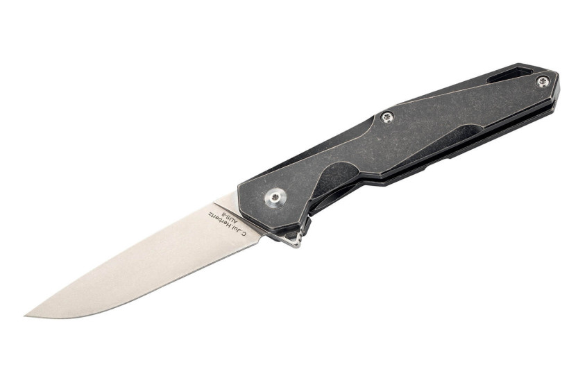 Herbertz folding knife 533312 sleek black titanium handle 12.3cm