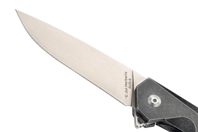 Herbertz folding knife 533312 sleek black titanium handle 12.3cm
