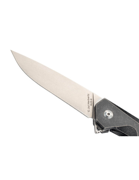 Herbertz folding knife 533312 sleek black titanium handle 12.3cm
