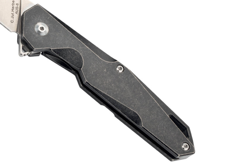 Coltello pieghevole Herbertz 533312 manico nero lucido in titanio 12,3 cm