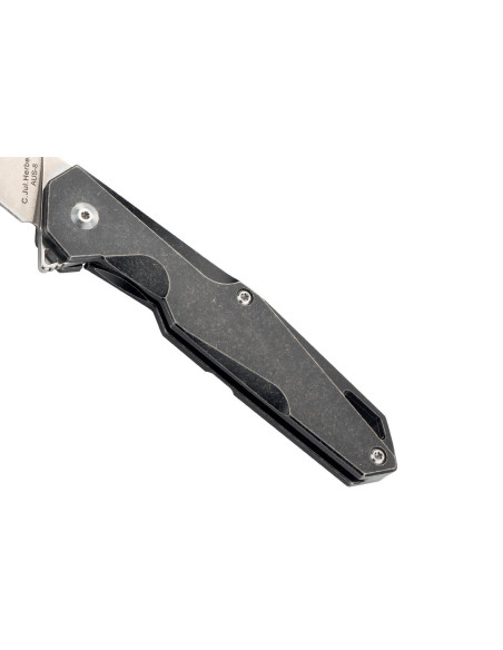 Herbertz folding knife 533312 sleek black titanium handle 12.3cm