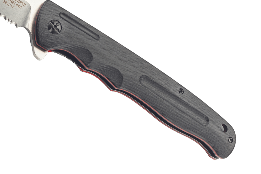 Herbertz 591217 coltello pieghevole con manico rosso e nero da 16,5 cm in acciaio inox/G10