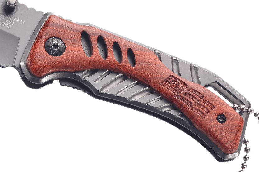 Klappmesser Herbertz 582909 Griff aus Titan/Kokoboloholz 9cm + Kugelkette