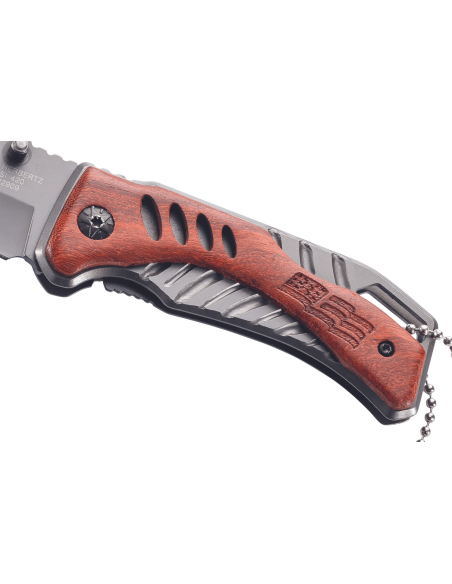 Canivete Herbertz 582909 cabo em titânio/madeira de cobalo de 9 cm + corrente para bolas