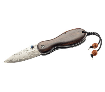 Herbertz 591509 foldekniv med damascenert blad og 9 cm langt skaft i tagayasantre + etui
