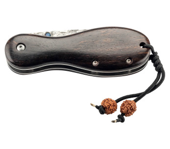 Herbertz 591509 vouwmes met gedamaskeerd lemmet en 9cm tagayasan houten handvat + etui 2